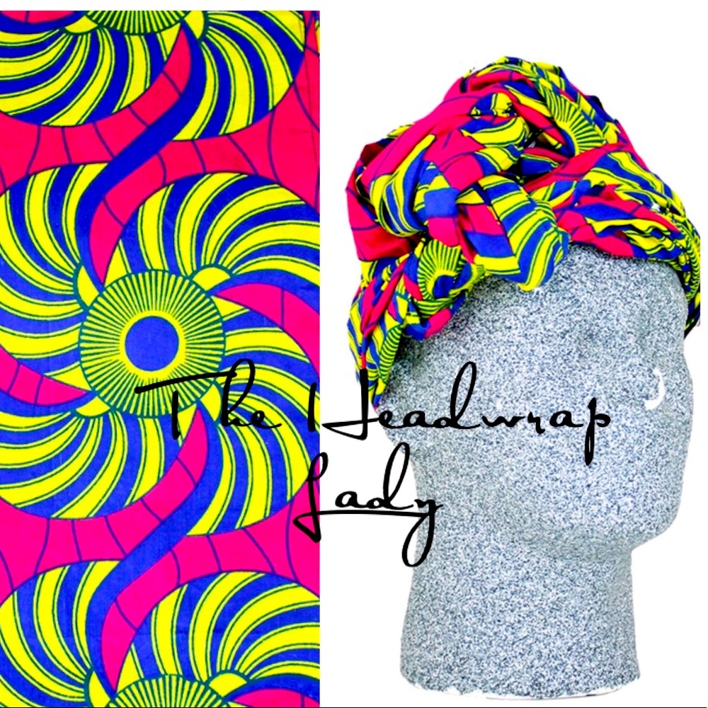 Bright pink and yellow print Headwrap